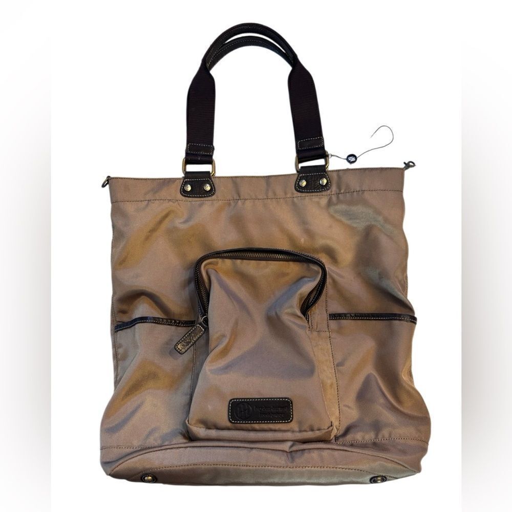 Hayden Harnett- Green Nylon & Leather Handle Flight Tote Bag Carry On Weekender